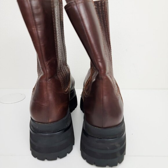 Loeffler Randall Toni Lug Sole Platform Boots Espresso Brown 8.5 - Picture 8 of 10